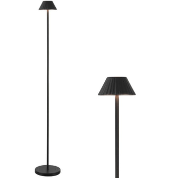Mallory 44" Modern Minimalist Indoor/Outdoor Iron Pleated Shade Rechargeable/Cordless Dimmable Integrated LED Floor Lamp